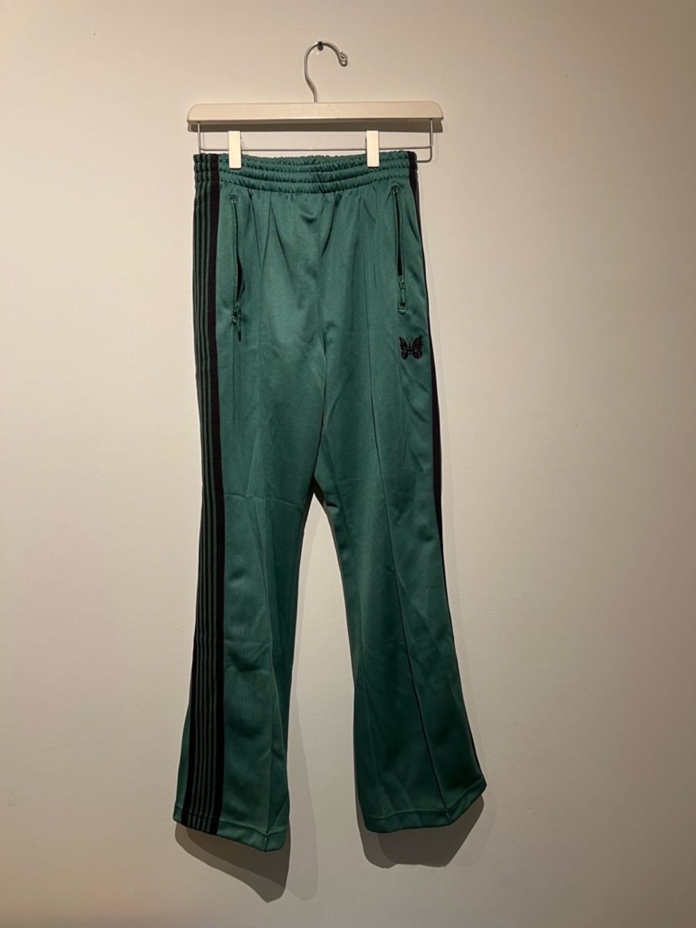Needles Green Track Pants with Black Stripe